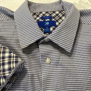Egara Shirt Size XL Long Sleeve Mens Cotton Blue Check Non Iron Flip Cuff